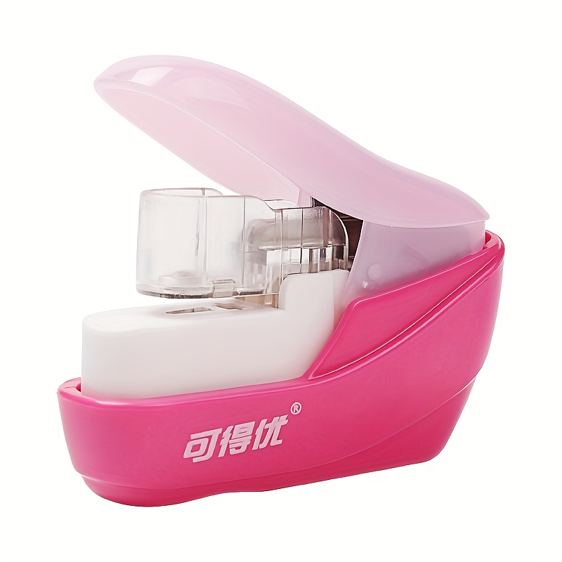 TEMU 1pc Portable, No-needle Stapler - Compact, Manual-operation, Plastic Stapler For Temporary Binding, Office Supplies | Modern Stapler | Compact
