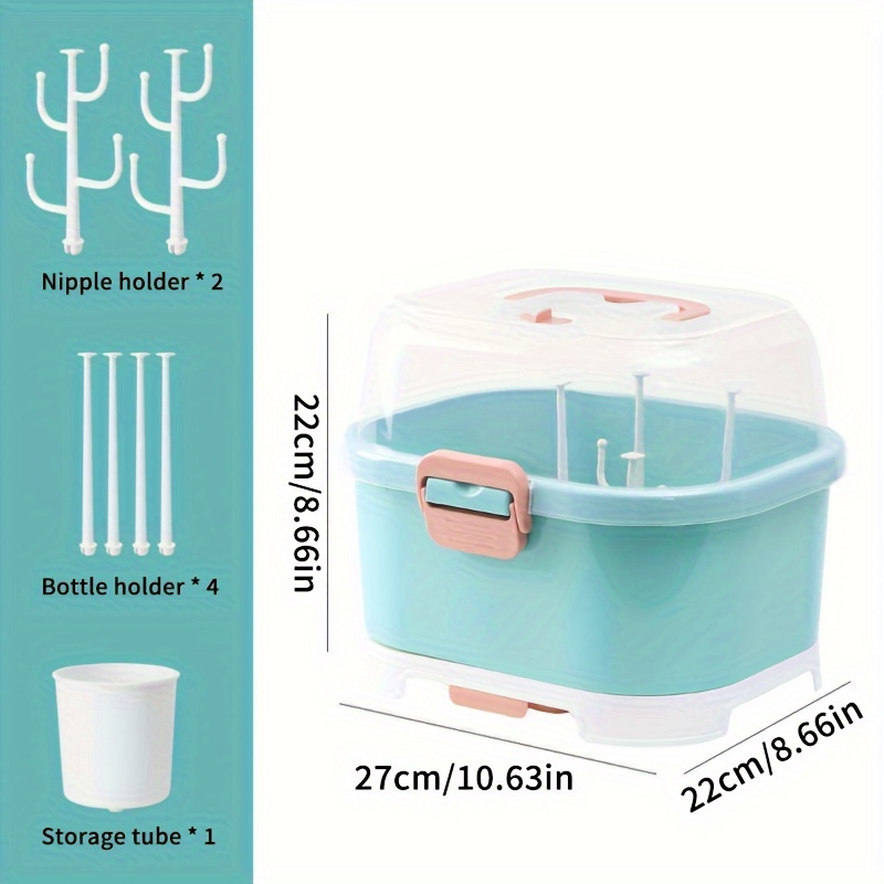 Portable Large Capacity Bottle Holder with Lid, Dustproof and Utensil Storage Drying Rack for Home Kitchen Travel Outdoor Use
