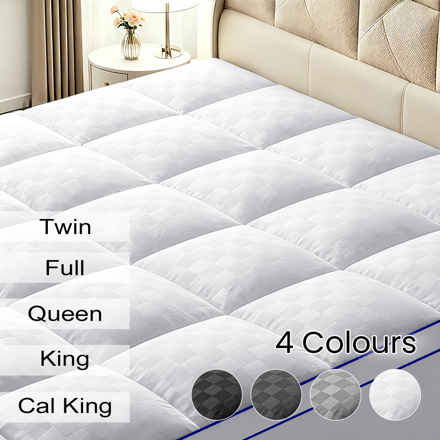 TEMU [Surmatelas Rafraîchissant] 1pc Surmatelas | Housse de Matelas Rafraîchissante avec Poche Profonde de 8-21 Pouces, Surmatelas Moelleux à Dessus