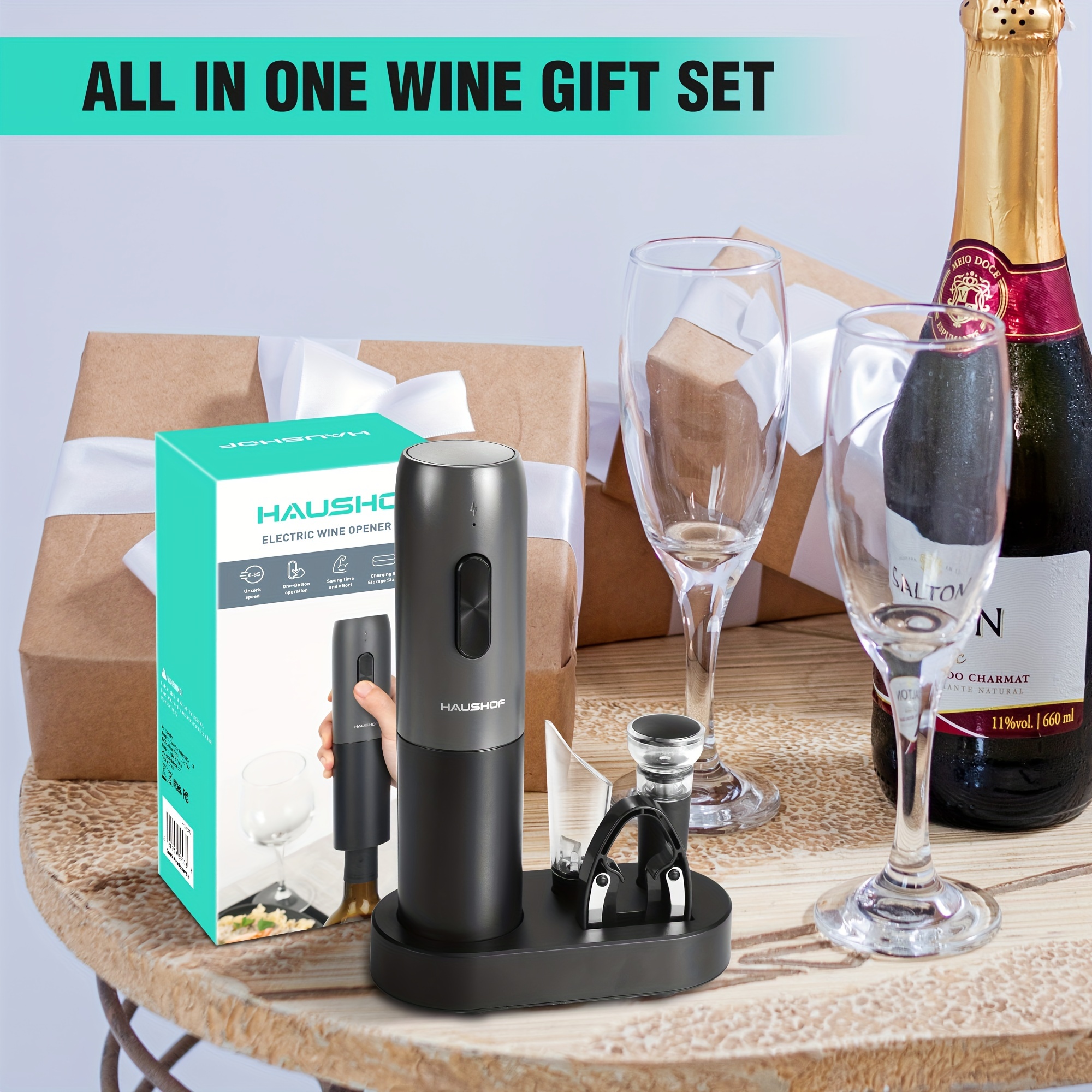     wine   set     wine     charging   rechargeable   wine   and wine accessories including   pourer wine       details 2