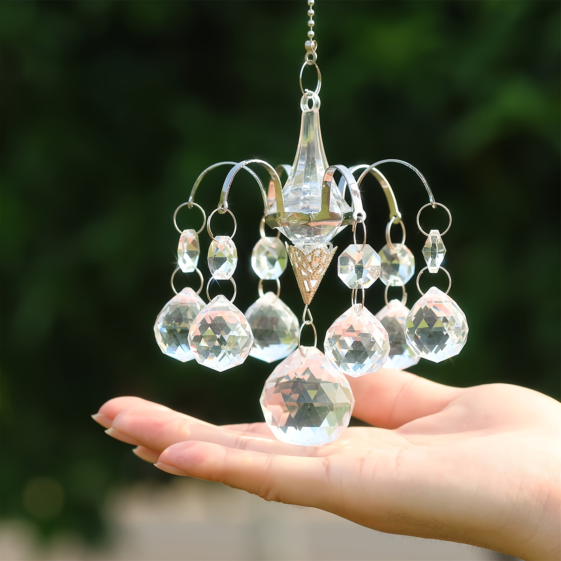 

1pc Classic Hanging Crystal Ball, Garden Suncatchers, Garden Wall Decoration, Home Hanging Crystal Pendant Decoration, Fan Switch Decoration, Christmas, Valentine's Day, Day Gift