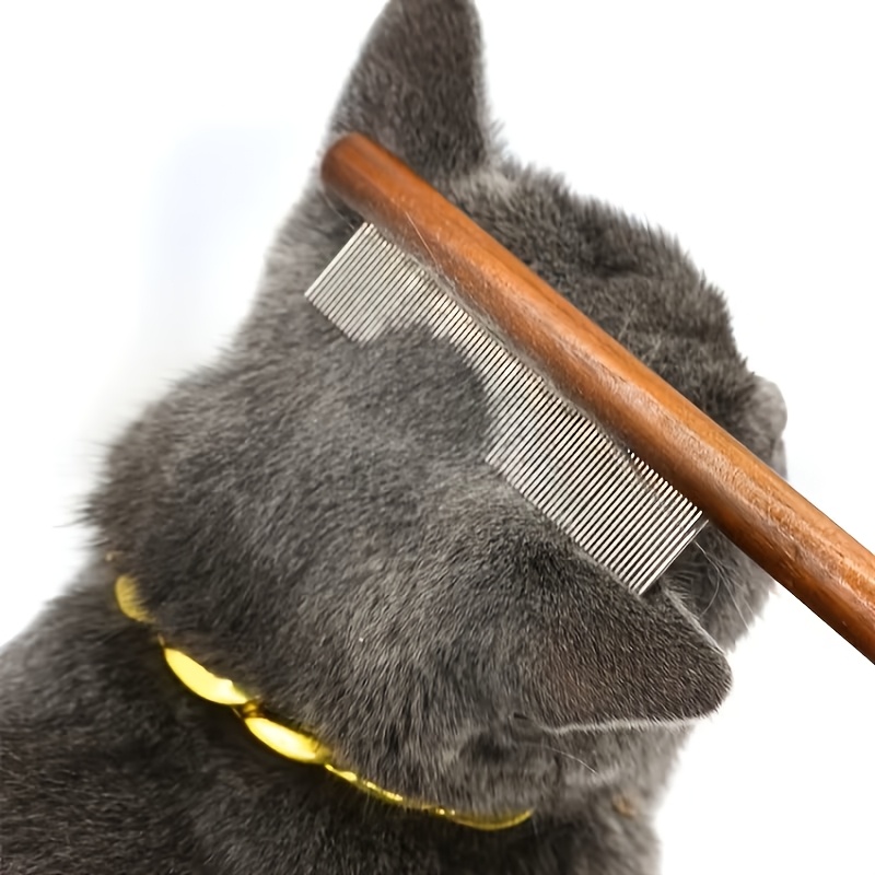 TEMU A Grooming Comb Designed For Cats And Dogs, This Tool Removes Hair Without Causing , Featuring A Wooden Handle That Prevents Slipping And A Dual