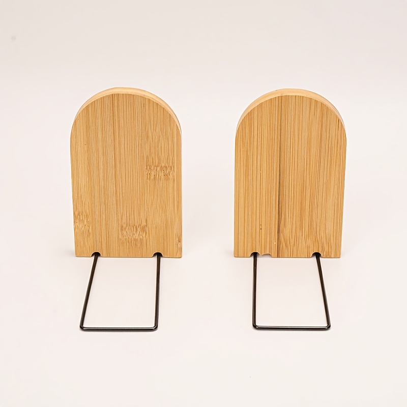 TEMU Easy Detachable Wooden Bookends, Non-slip Book Supports For Bookshelves, Heavy-duty Bookends, Suitable For Bookshelves And Cds