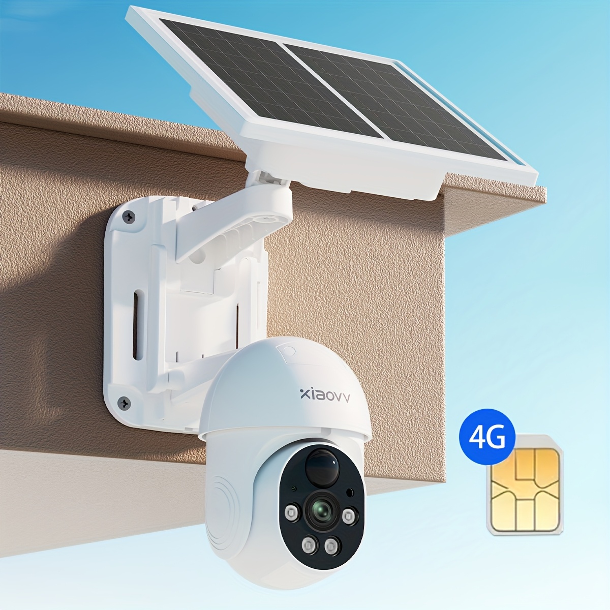 4g lte solar security camera   viewing angle surveillance camera with pir siren alarm humanoid detection color   two way audio sim card including   trial data requires monthly subscription fee