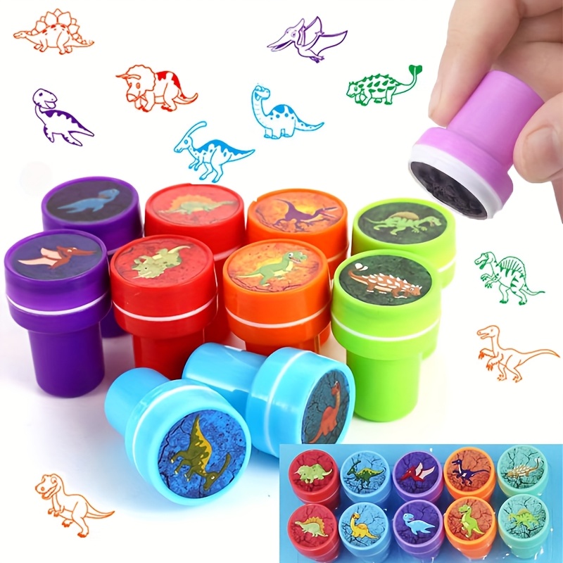 

10pcs Of Teacher' Assistant Dinosaur Stamps, School Office Stamps, English Comment Teaching Tool Stamps, English Teacher Assistant Comment Stamp Set, Office Gift Prizes