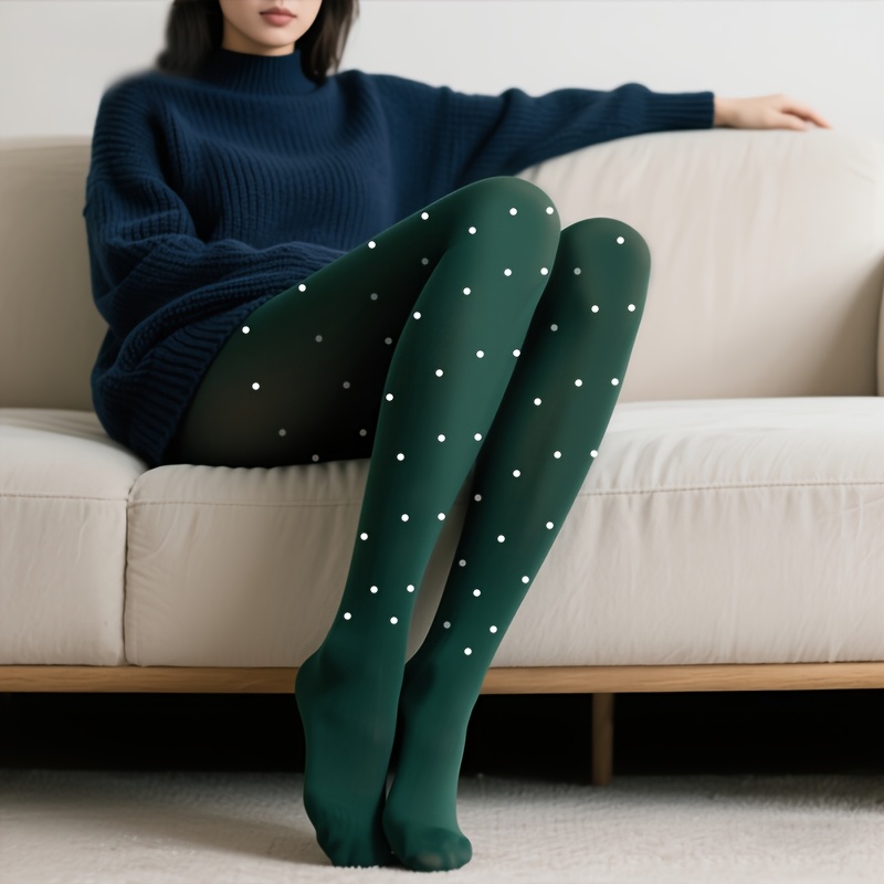 Um Par de Collants Retro Elegantes de Verde Escuro com para Mulheres/Leggings de Cintura e Elasticidade/Collants de…: retailer-supplied image