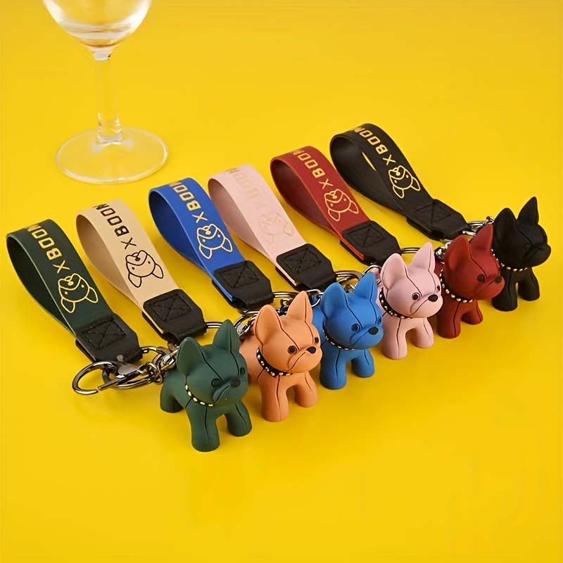 

1pc Cartoon French Bulldog Keychain Cute Animal Resin Doll Key Chain Ring Bag Backpack Charm Car Pendant Women Daily Use Gift