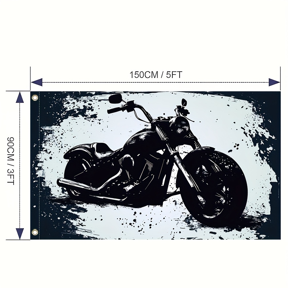 TEMU 1 pièce, Drapeau Amusant Moto Rétro avec Points Noirs, 100% Polyester pour Décoration Extérieure de Jardin - Propriétaires et Passionnés de