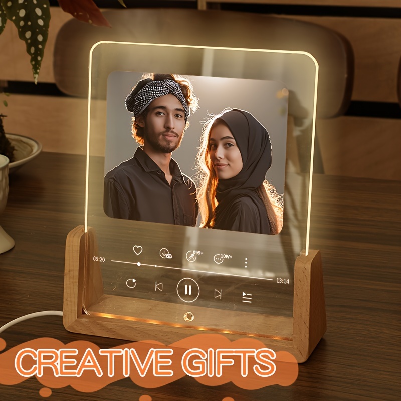 custom photo illuminated acrylic frame with touch control single picture display stand creative   diy personalized gift for birthdays anniversary friends suitable   14 details 2