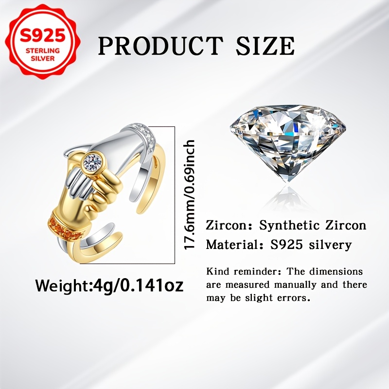 Women's Adjustable Open Ring in 925 Sterling Silver