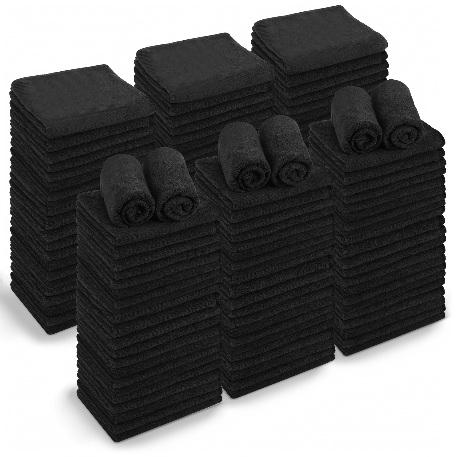 TEMU 72 Pack Bleach-proof Coral Fleece Hand Towels 16x27 Inch - Super Soft, Durable & Absorbent Bulk Towels For Spa, Gym, Hotel, Kitchen, Facial Use (black), , Plush Texture, Material,
