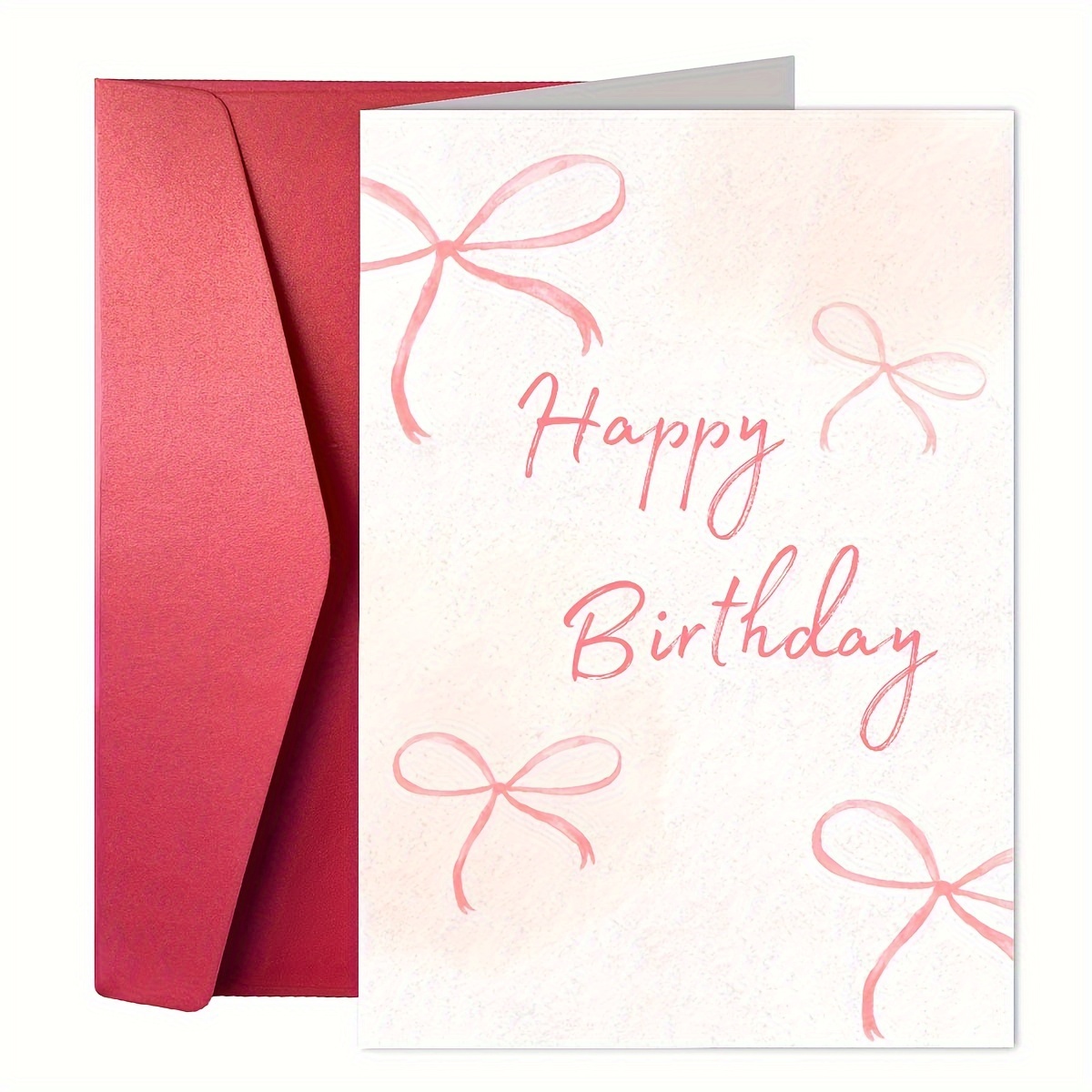 

1pc Bow-themed Birthday Greeting Card (envelope Included) - "!" Beautiful Design, Suitable For , Family And . 5x7 Inches.