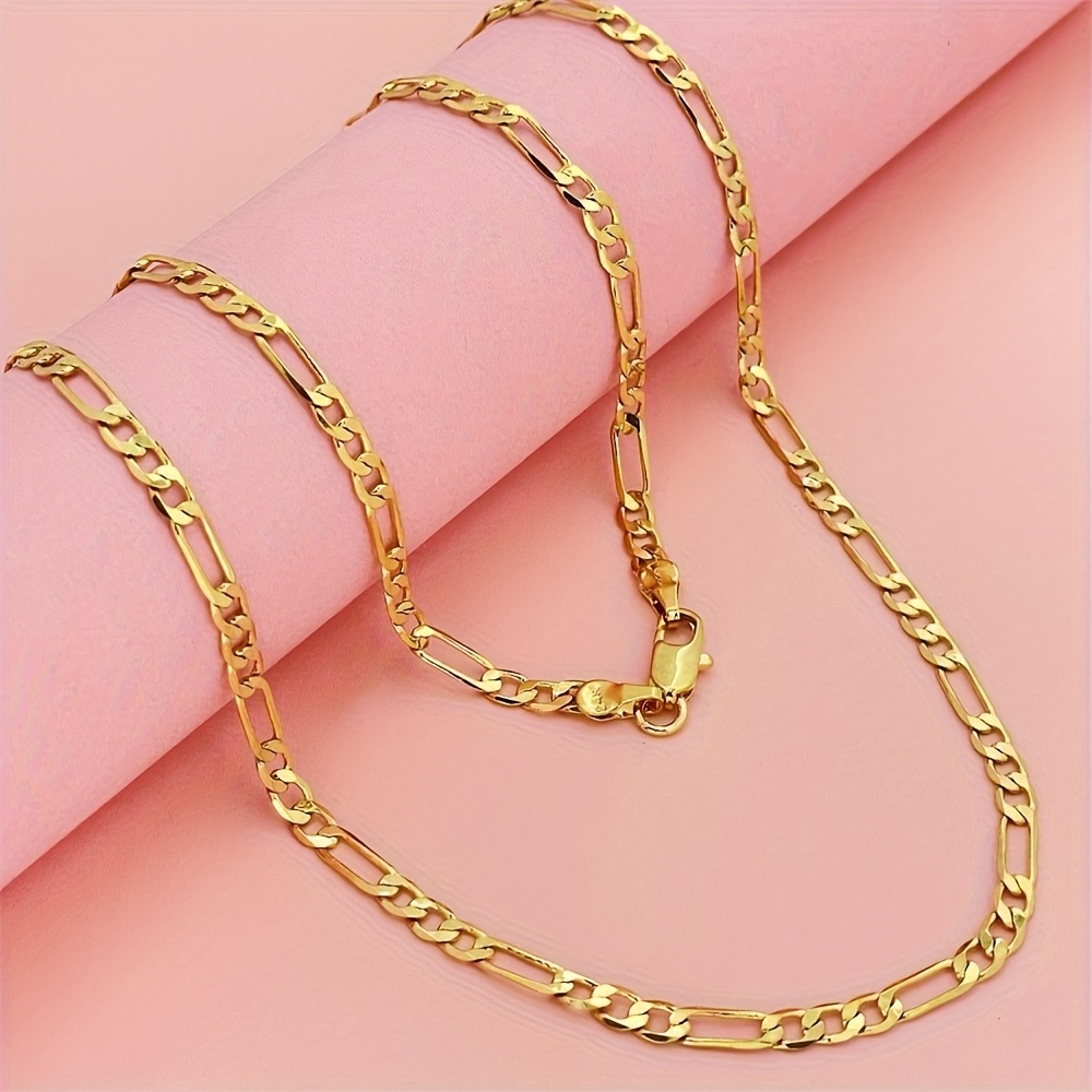 TEMU Collier de chaîne de bijoux plaqué or 24K plaqué or 24K pour hommes et femmes, chaîne de 4 mm - Parfait pour un usage et comme cadeau de Noël