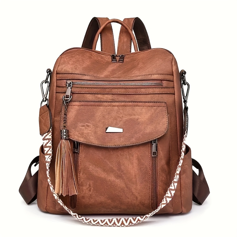 Image of Women's Body Single Shoulder Bag Unisex Backpack Women's Fashion Pu Large Capacity Multi-pocket Backpack, Suitable For Outdoor Shopping Travel Back-to-school Work Bag