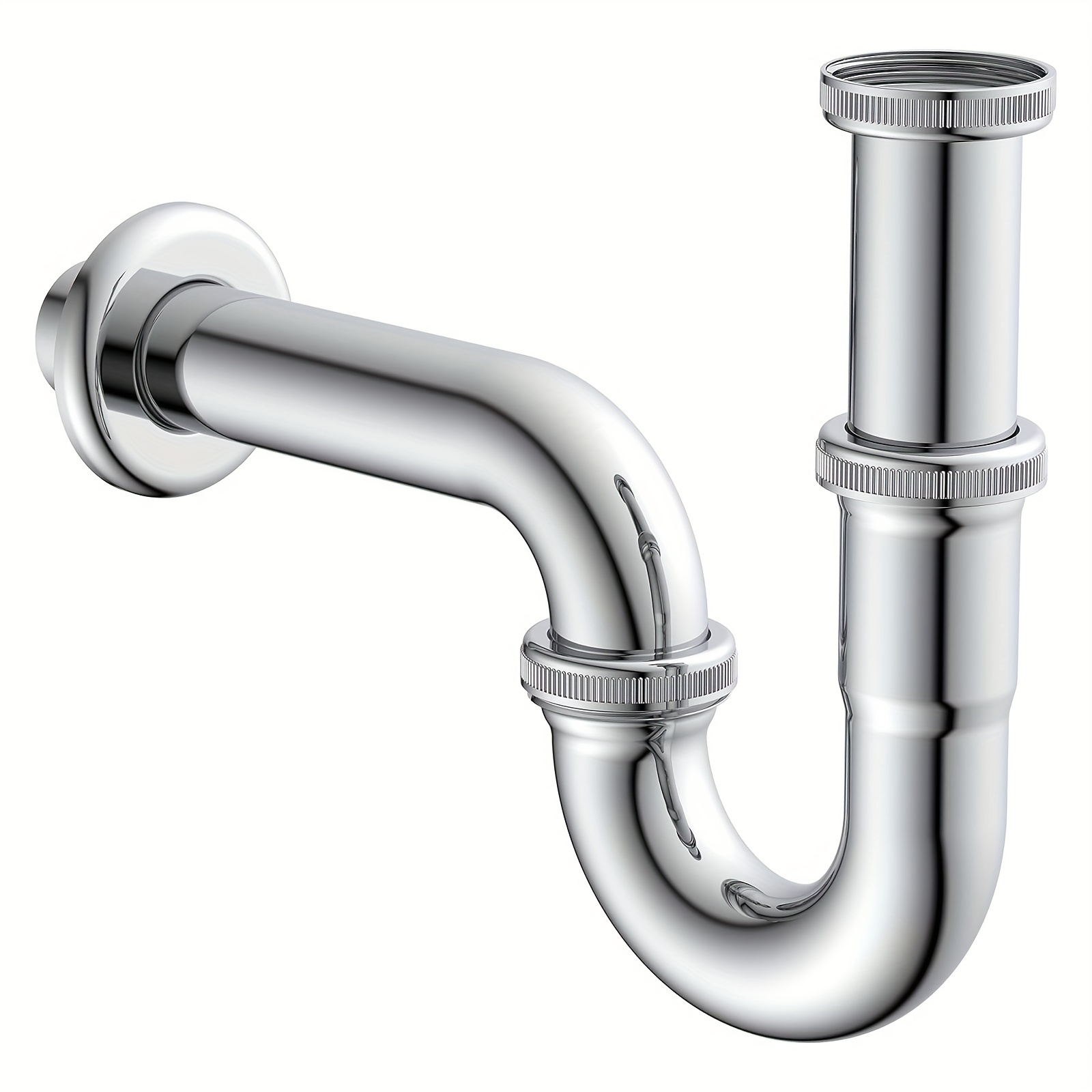 Image of 1pc Stainless Steel Wall-mounted Sink Drain - Smooth Inner Wall Anti-clog Design With Odor Prevention & , For Bathroom Basin/washbowl - Universal Fit For Home, Hotel & Commercial Use (silvery)