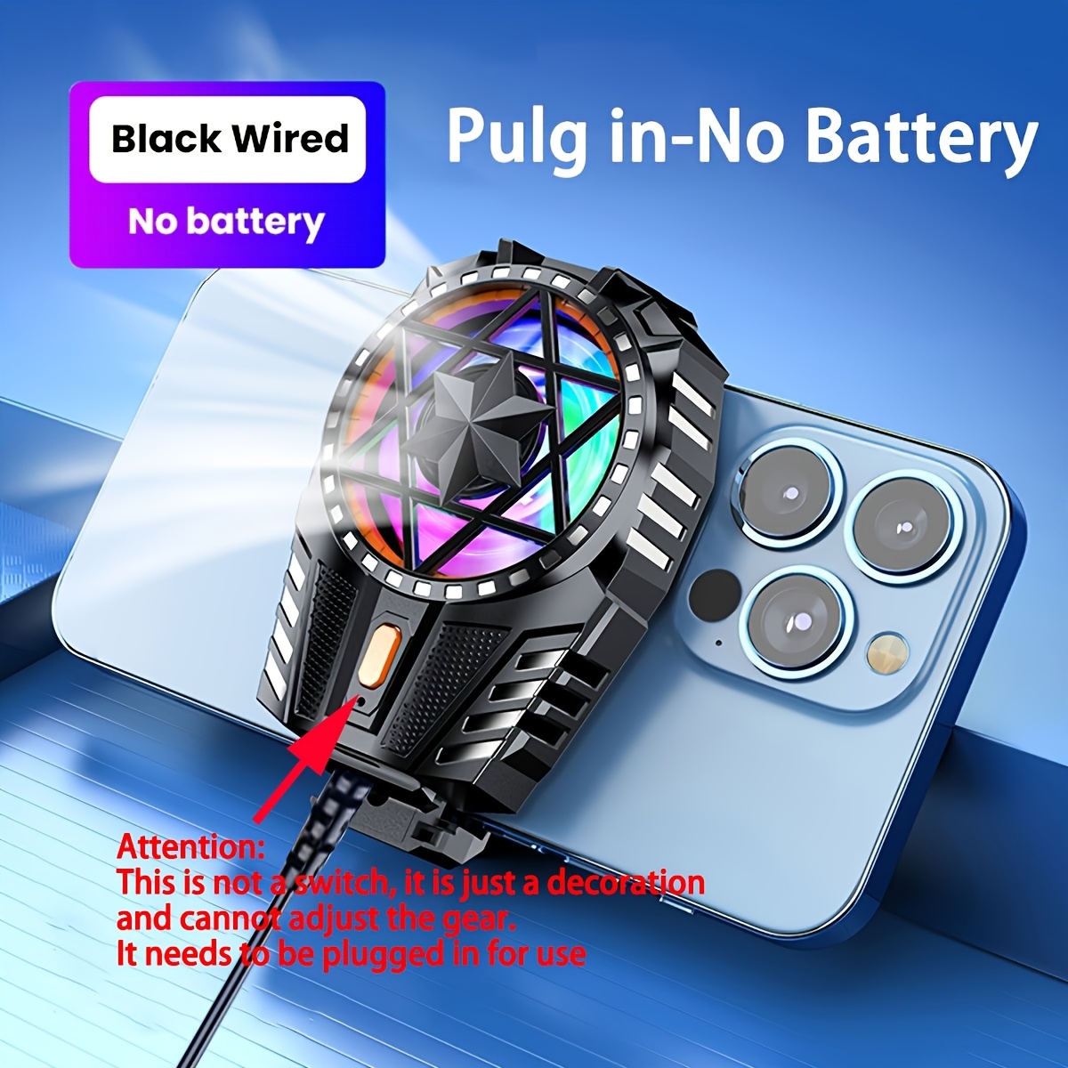 TEMU [battery-free] Portable X112 Cooling Fan, Usb-powered Gaming Cell Phone Radiator, Abs Material, Silent Operation, Enhanced Gaming Experience,