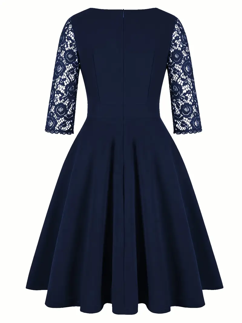 vintage floral lace party swing dress neckline - Temu vintage floral lace party swing dress neckline - Temu