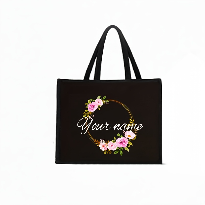 TEMU A Custom Floral Pattern Tote Bag, Suitable For Women, Used As A Stationery Bag, Storage Bag, Or Casual Carry Bag. It's Convenient For Everyday