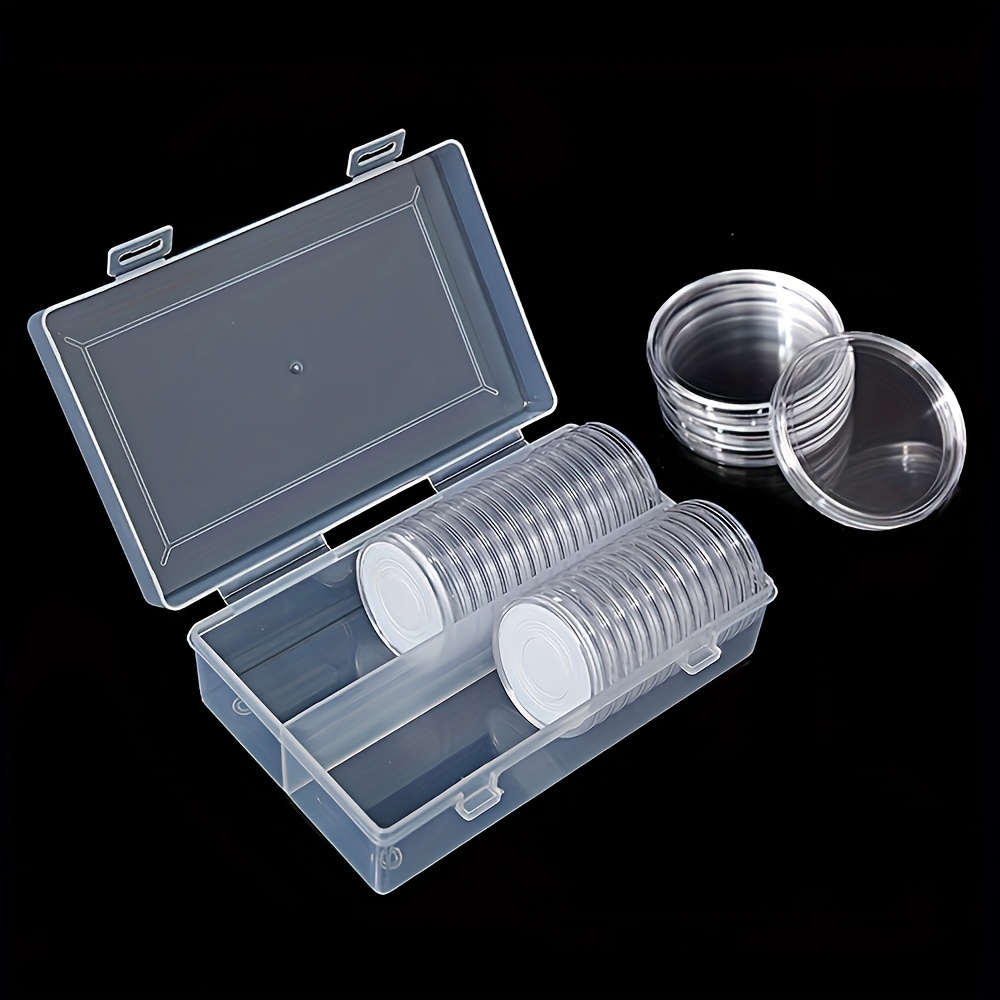 

1set 50pcs 41mm Round Box + Inner Pad + Storage Box Yuan Big Head Silver Dollar With Inner Pad Round Box Coin Storage Collection Box Commemorative Coin Protection Box
