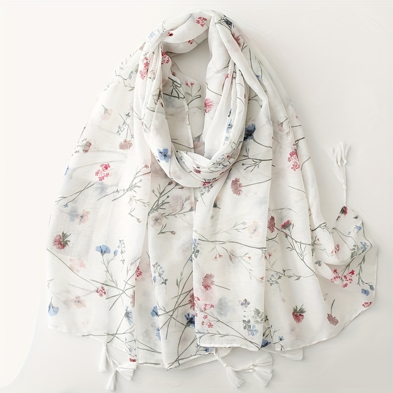 Scarf Thin Scarf Spring Small Floral Bali Gauze Tassel Shawl