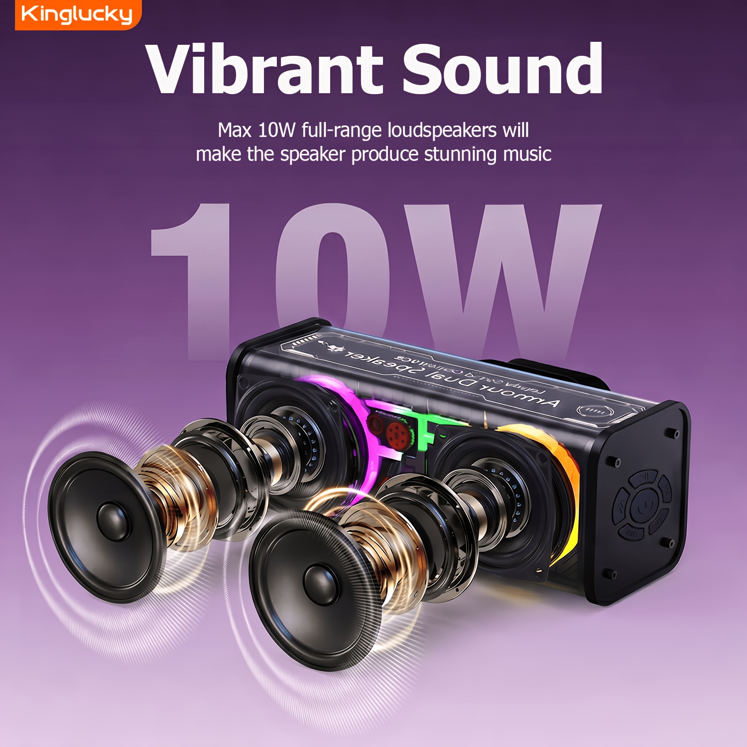 Kinglucky Portable Wireless Speaker, Wireless Heavy Bass Speaker... product image 7