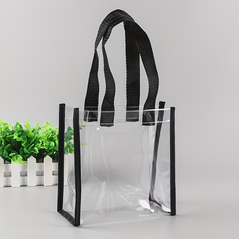 

Clear Tote Bag With Reinforced Handles, Durable Gift Bag, Thickened Transparent Storage Shopping Bag, Simple Style