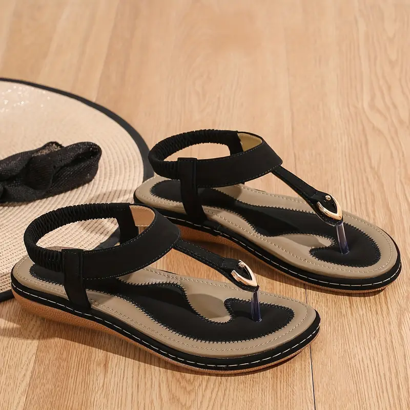 chic womens flat sandals minimalist t strap design comfortable slip on with cover upper Product details 4