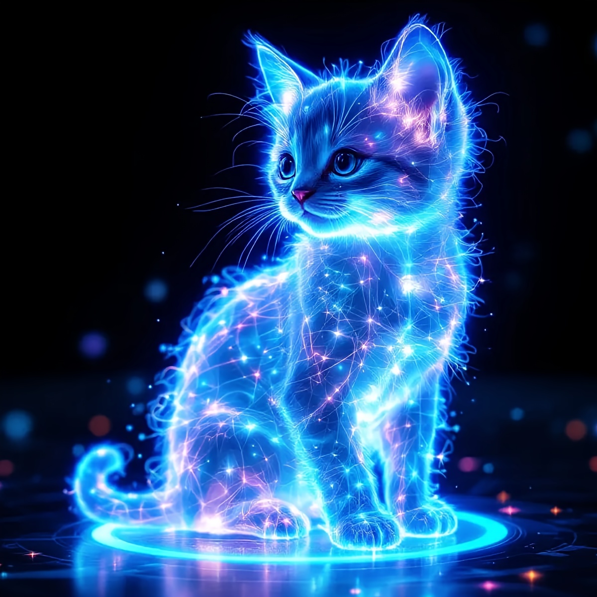 

[1pc Glowing Kitten 5d Diamond Painting Kit] Jozysh Glowing Kitten 5d Diamond Painting Kit, Diy Round & Square Acrylic Diamonds Art, Animal Theme Home Office Wall Decor Gift, 30x30cm/40x40cm