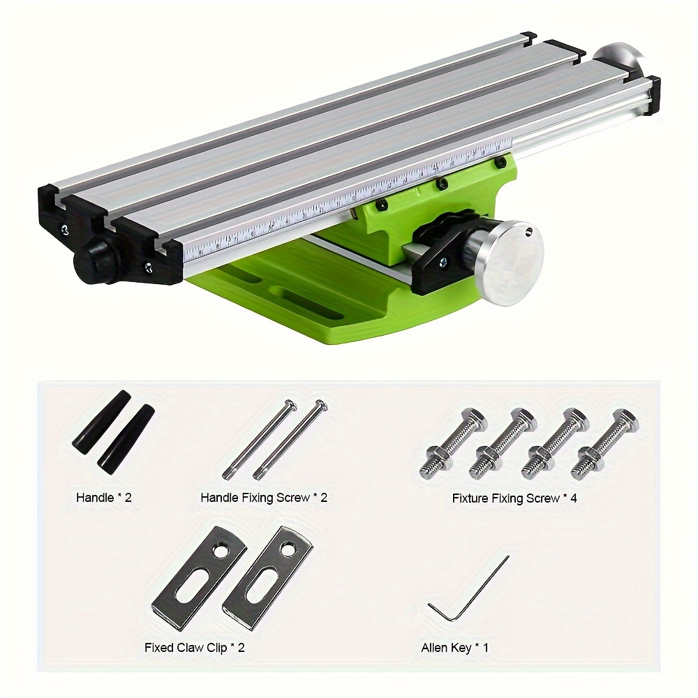 

1pc Precision Compound Workbench, 6300 Multifunctional Cross Sliding Milling Drilling Table, Adjustable X-y Axis, Metal Material, 7.87" Y-axis Travel With Handles & Fixing Screws