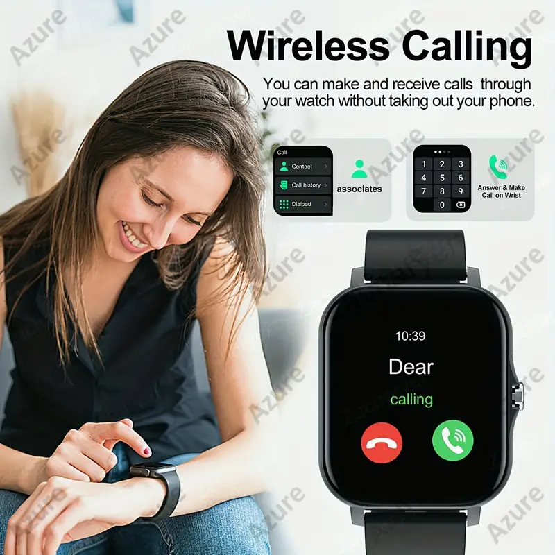 2024 83 дюйма полный HD умные часы с поддержкой Wi-Fi, напоминание о звонках, SMS, сообщение, напоминание о приложениях, спортивные часы, сменный фон, несколько видов спорта для и iPhone, унисекс, идеальные детали 2