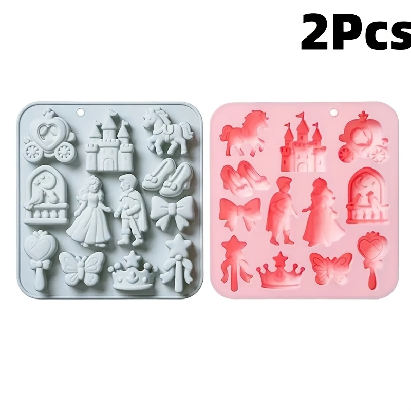 TEMU 2pcs 12-cavity Silicone Mold 3d Bow Castle Horse Fondant Candy Chocolate Mould Epoxy Resin Mold Cake Decoration