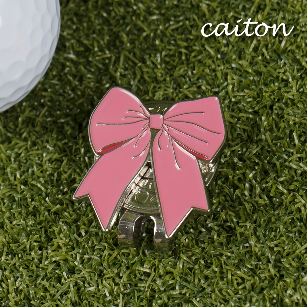 TEMU Caiton Pink Bow Golf Ball Marker Featuring A Magnetic Hat Clip, A And Lightweight Accessory For Women's Or Girls' Golf Caps, Designed For Easy