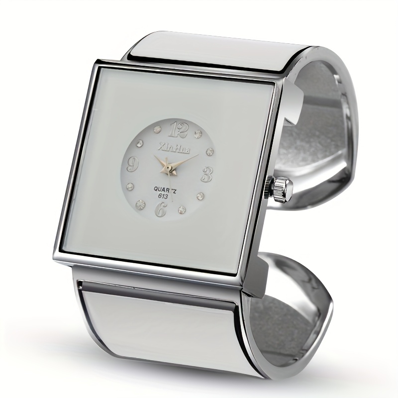 TEMU Ladies' Vintage Square Bangle Watch With A Large Dial Quartz Movement