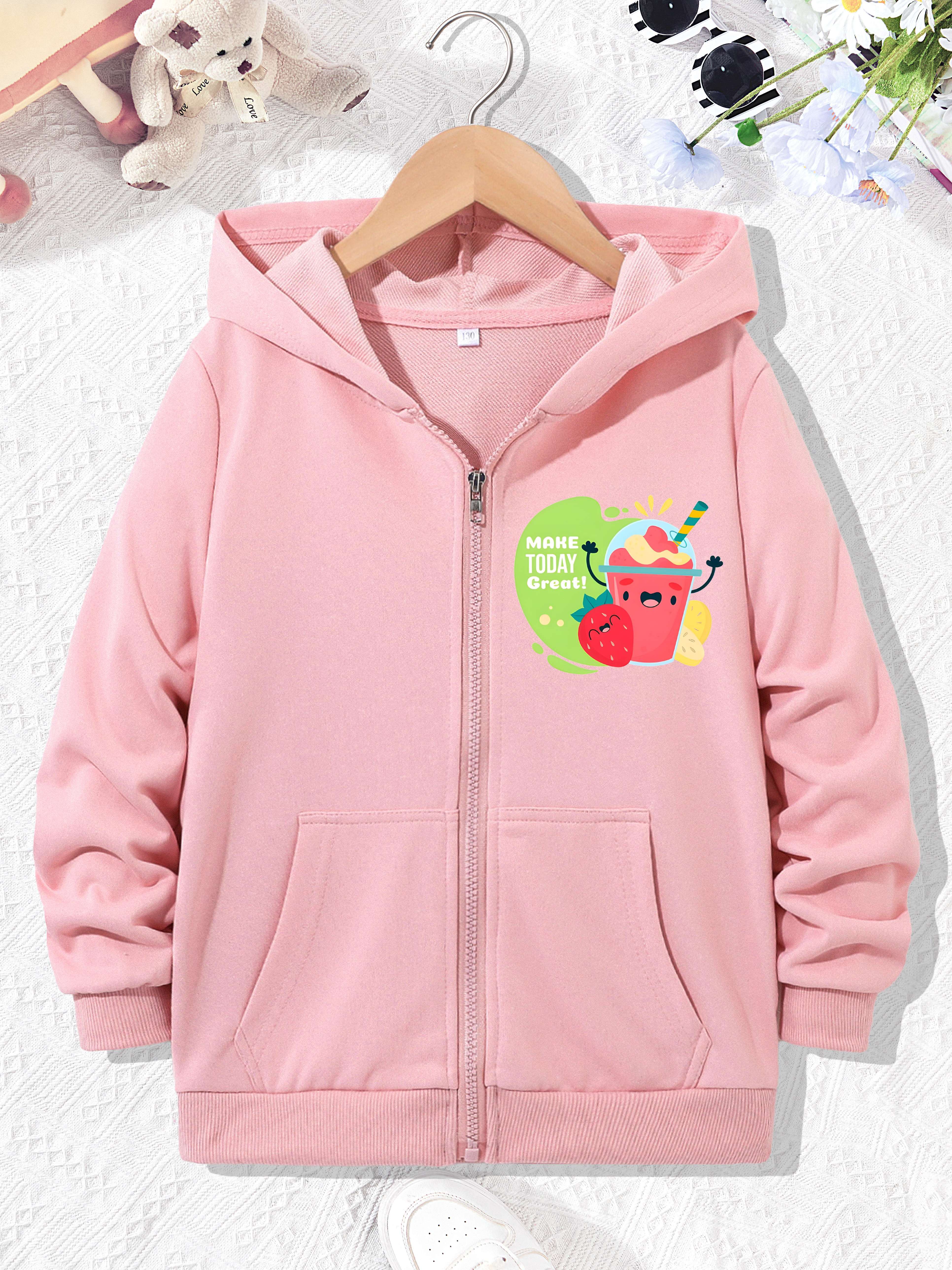 Chaqueta con capucha y cremallera para niñas, color con estampado de  Colores pastel cierre frontal completo co