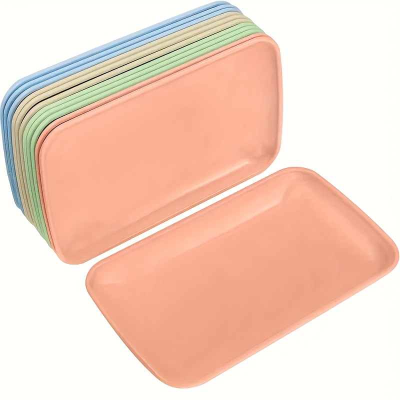 4/12pcs Rectangular Plastic Dinner Plate Set - Durable, Tableware For Home Kitchen Decor, Includes 4pcs Steak Serving Platters For Dessert, Fruit Salad