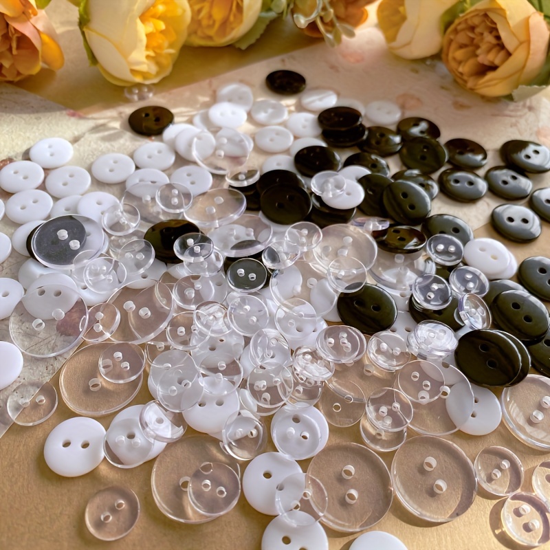 50 piezas de resina botones negros para coser botones para