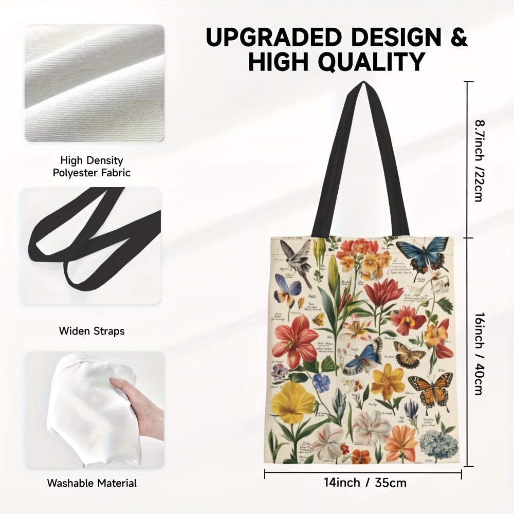 TEMU 1pz Borsa Tote in Vintage - Grande Capacit� con Design e Farfallato per , Viaggi e Uso , Regalo per gli Appassionati di Stile, per , , Festa del