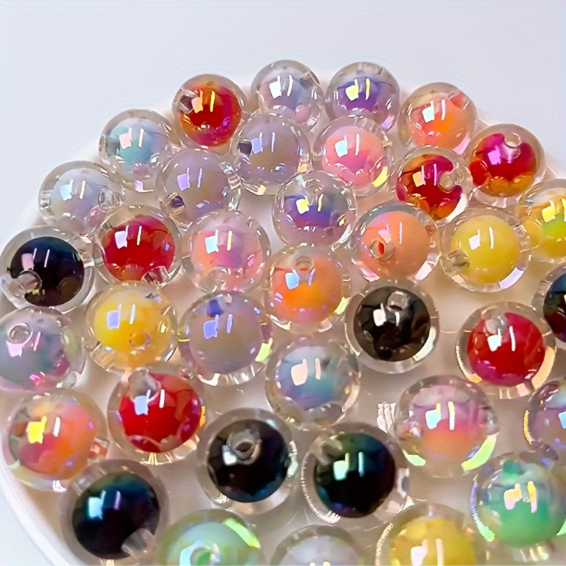 

30 Pcs Uv Plated Beads In Beads Round Beads Acrylic Straight Hole 16mm Handmade Beads Cell Phone Chain Pendant , Decorative Bracelets