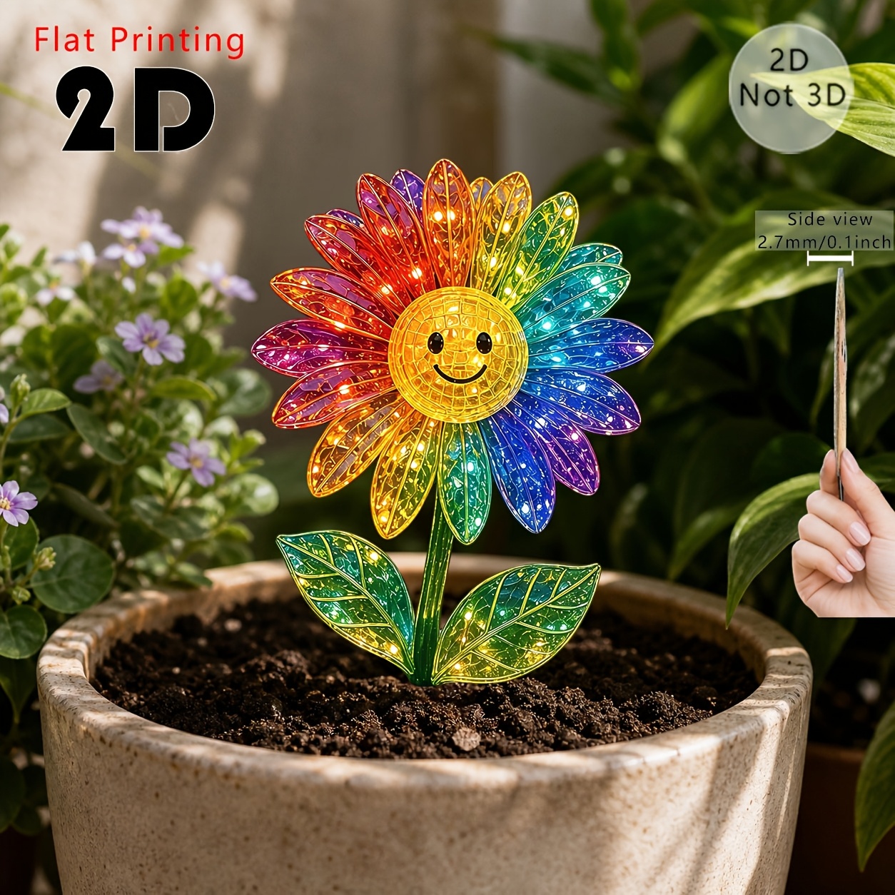 TEMU Plat 2D, [Plat 2D] Plat 2D, 1 pièce Piquet de jardin à motif de , décoration florale, électricité requise, convient pour la décoration