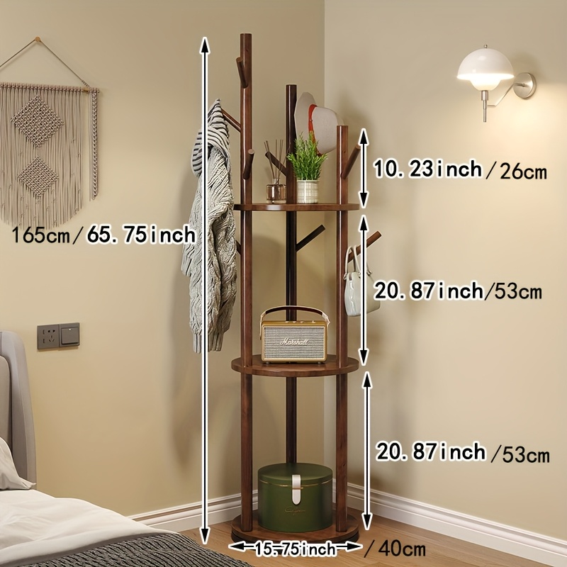 TEMU Wood Rotating Coat Rack, Floor-standing Coat Rack, Bedroom Home Storage Rack, Upright Clothes Rack, Living Room Hanging Clothes Rack