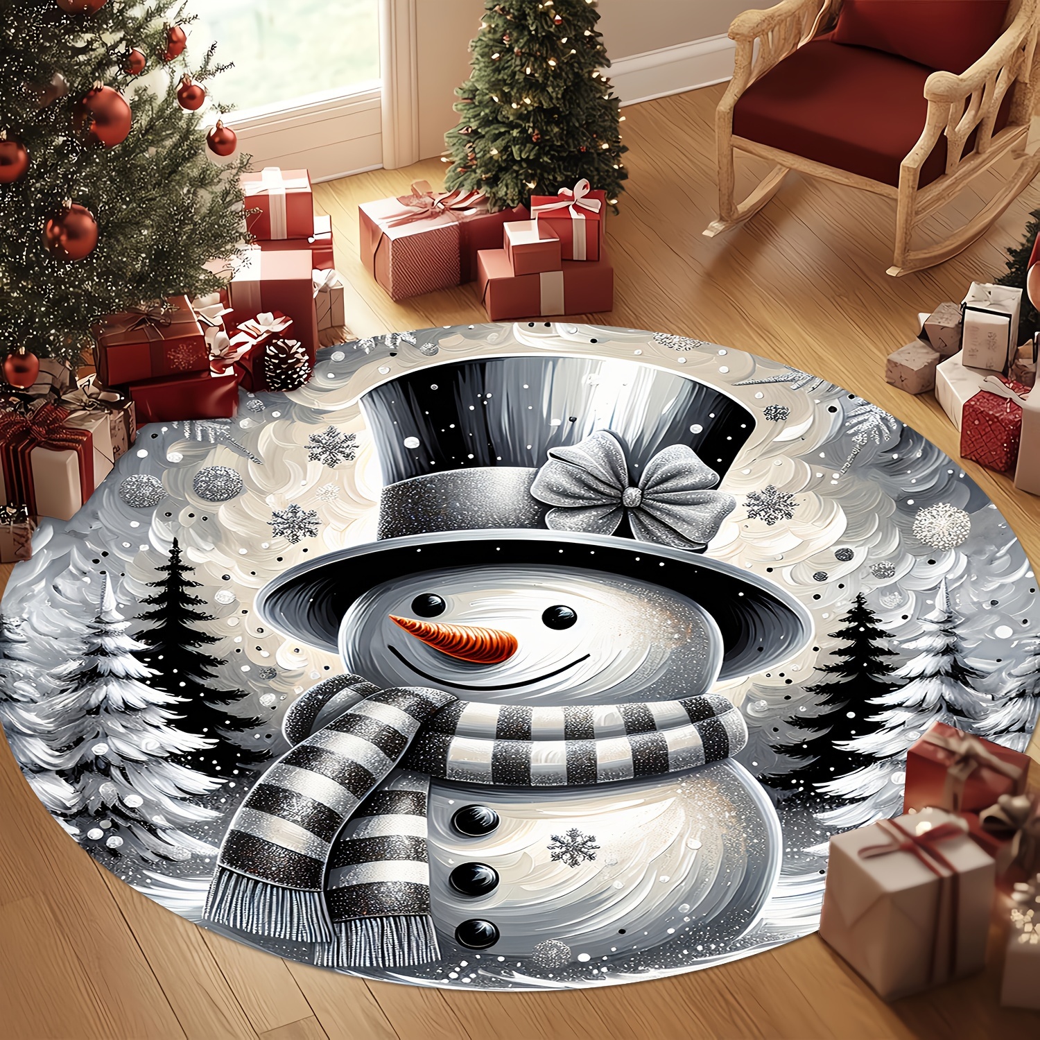 

Christmas Snowman And Round Area Rug - / Polyester, , Foam, - Decor For , , -