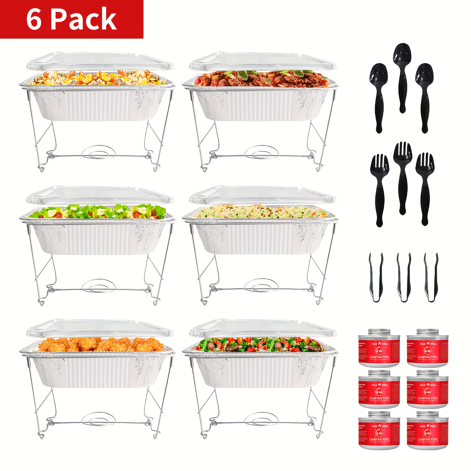 TEMU [christmas Gift Party New Year Party]disposable Chafing Dish Buffet Set, Food Warmers For Parties, Catering Supplies Buffet Display, Complete