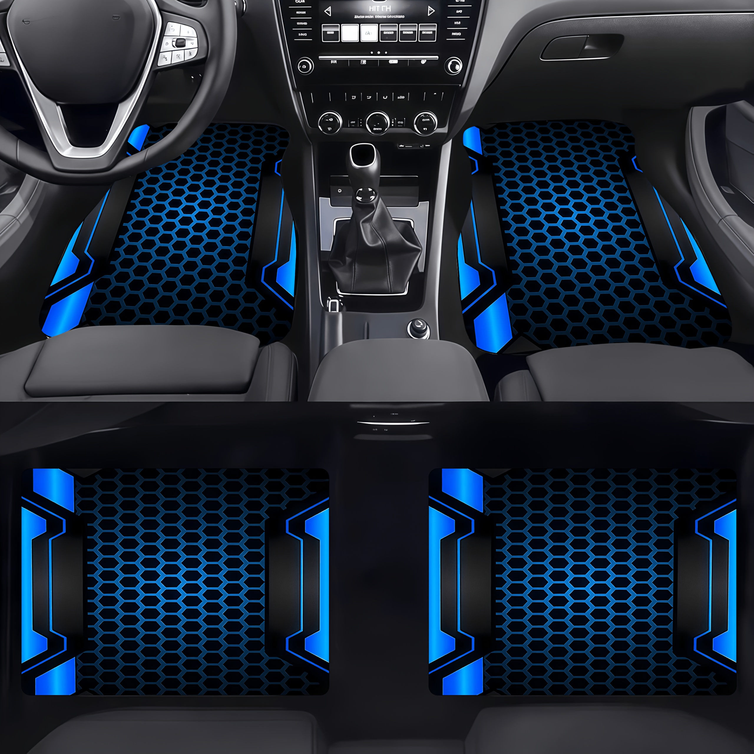 TEMU 4pcs Car Floor Mats (2d Flat), Geometric Pattern, Soft And Comfortable, Protects 's Interior, Enhances , Upgrades Car Environment - A Must-have