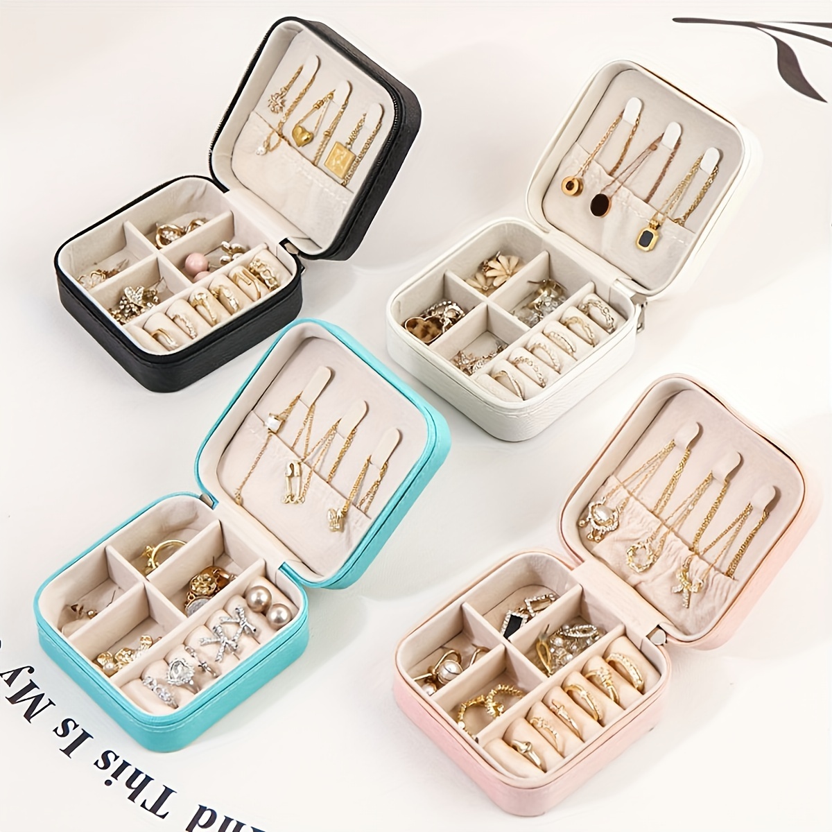 Portable Travel Mini Jewelry Box Pu Leather Jewellery Ring - Temu