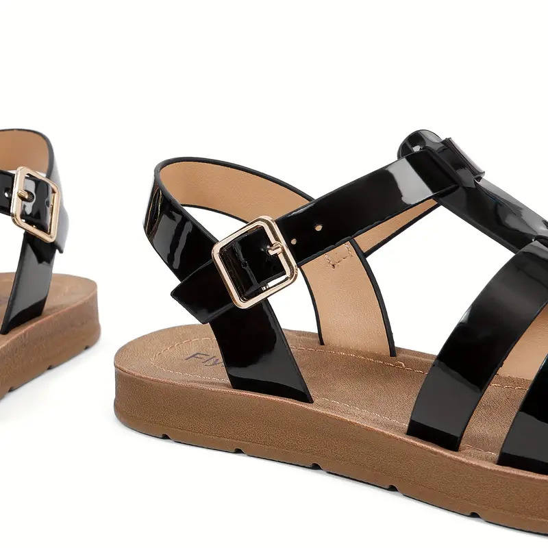 1 pair womens stylish flat sandals comfortable durable and versatile for beach summer and casual wear with closure open toe design and synthetic cover upper and sole Product details 4