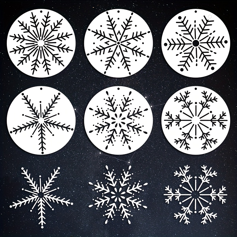 6pcs Reusable Snowflake Embroidery Stencils, 5.1" X 5.1" - Canvas Art, Fabric Crafts, Apparel, Coasters & Wall Decor