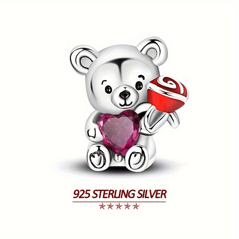 

Handmade 925 Sterling Silver Hypoallergenic Sweet Bear Bead Jewelry For Ladies Party Jewelry Gift 2 Grams