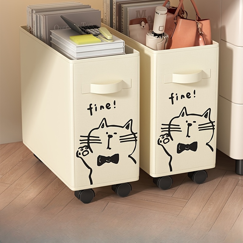 Under-Desk Rolling Storage Cart for Mobile Office Organization