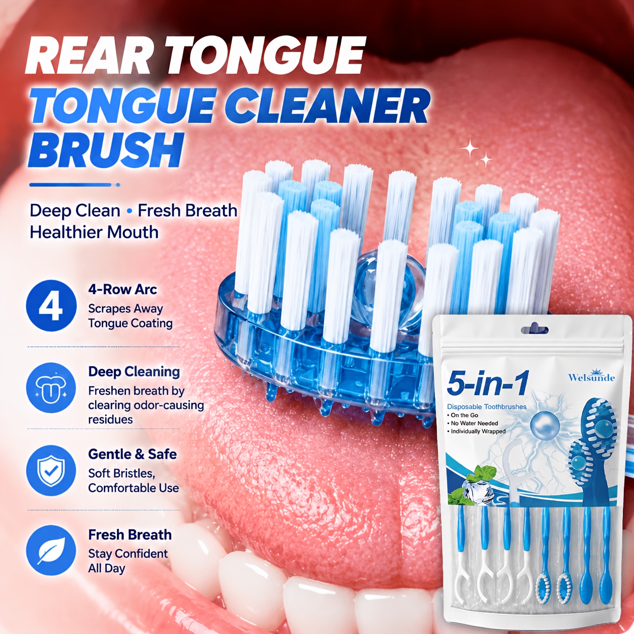 8pcs 5-in-1 Multifunctional Travel Toothbrush Kit