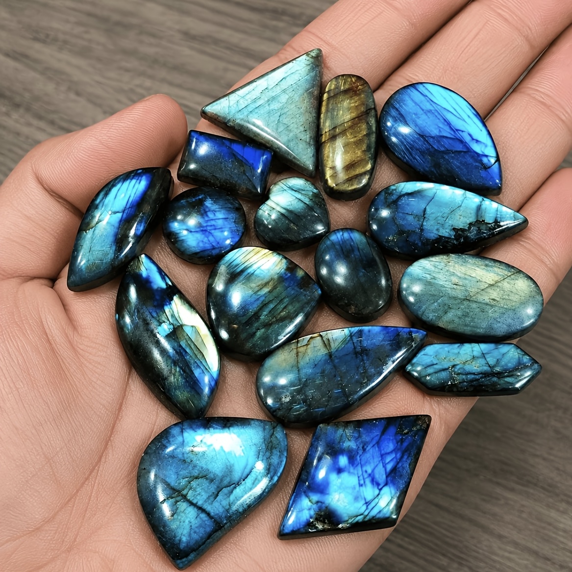 TEMU 3/6pcs Natural Labradorite Bulk Gemstone Set, Random Shapes, Labradorite, Iridescent Crystal, Holiday Gift